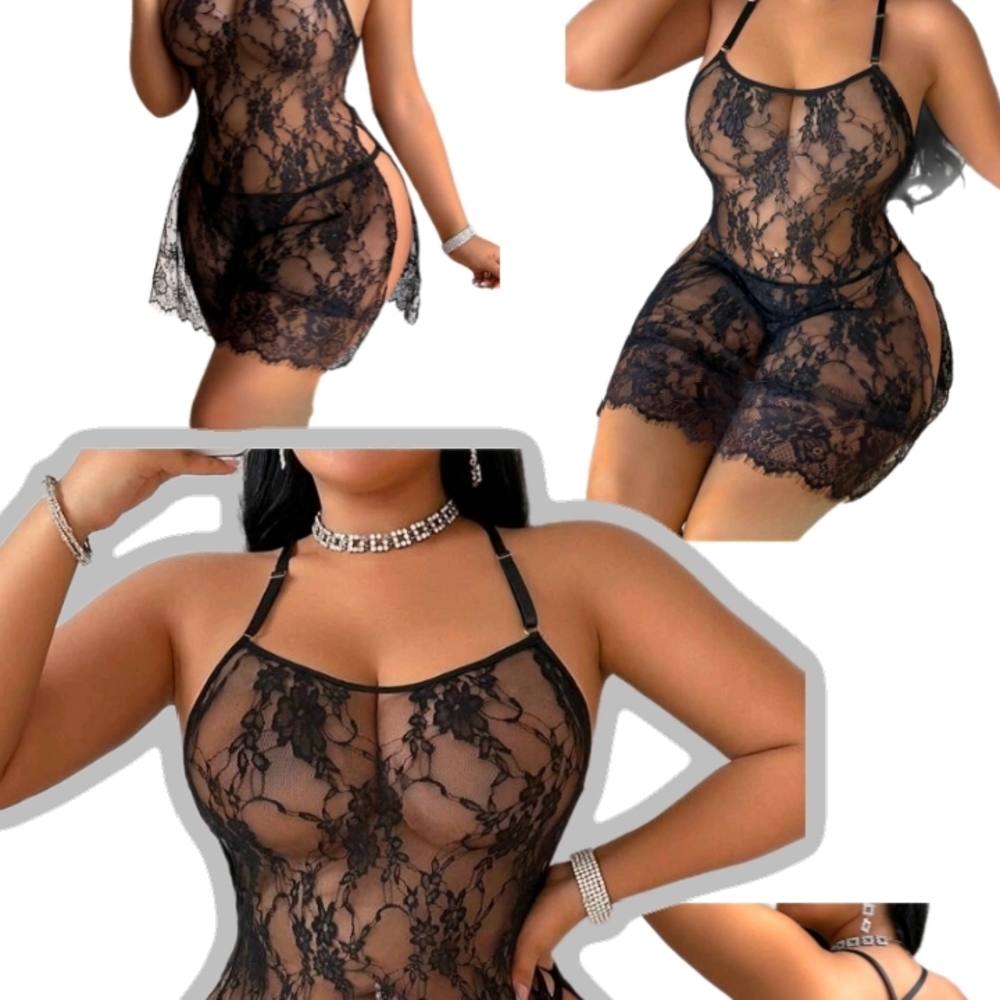 Elegant Black Lace Chemise